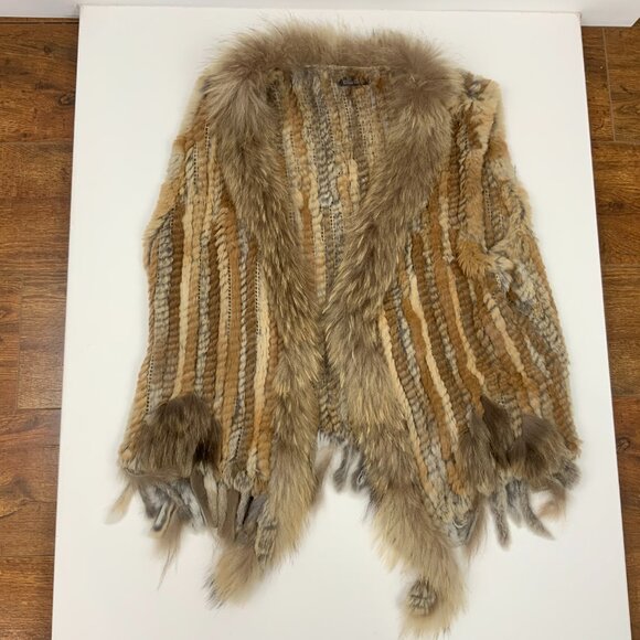 Dolce Cobo Rabbit Raccoon Fur Fringe Vest BOHO Western Mob Wife Sz 2X - Picture 13 of 16